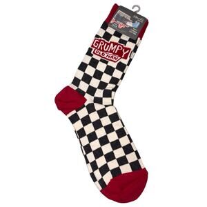 NEW Blue Q Socks Grumpy Old Man Red Black Crew Soft Embed Cotton  Size: 7-12